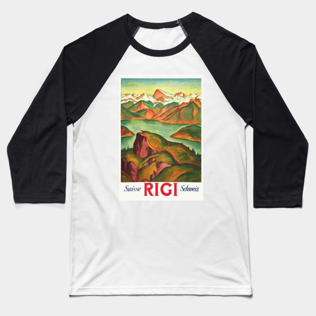 Rigi Switzerland Vintage Poster 1933 Baseball T-Shirt by vintagetreasure